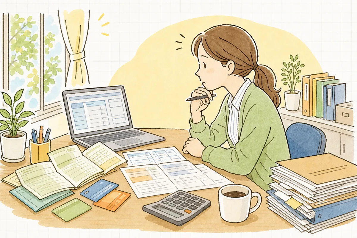 通帳とクレジットカードの明細を見比べながら会計ソフトへ手入力していた記帳を、自動連携で楽にできないかと考えているひとり経理の担当者