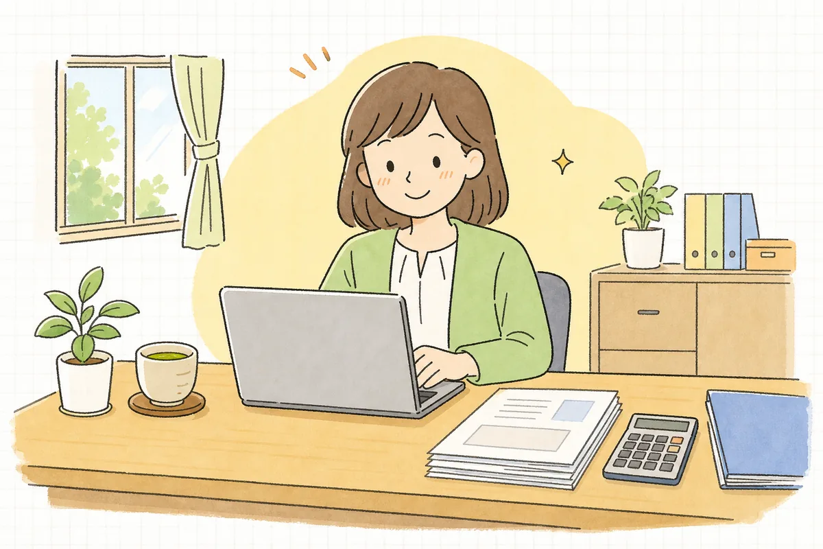 源泉徴収するかどうかを確かめ終え、支払いの見通しが立って落ち着いた表情の中小企業の経理担当者
