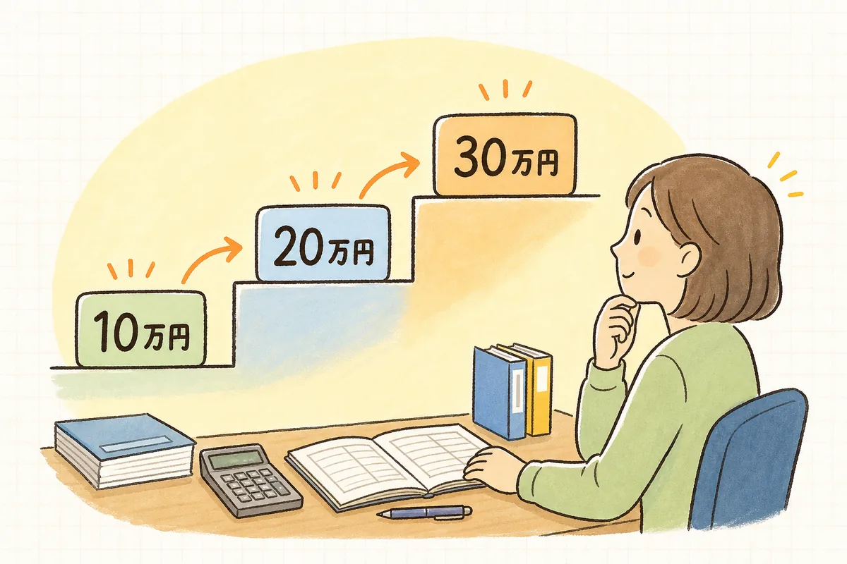 取得価額10万円未満・20万円未満・30万円未満で経費処理がどう分かれるかを段階的に示した判断の図